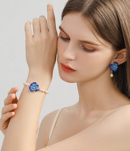 Blue Poppy Enamel Bracelet