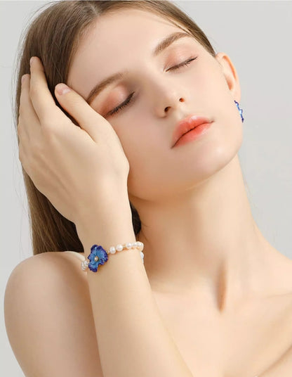 Blue Poppy Enamel Bracelet