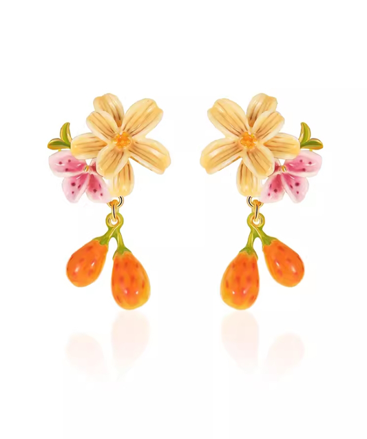 Floral Orchard Enamel Earrings