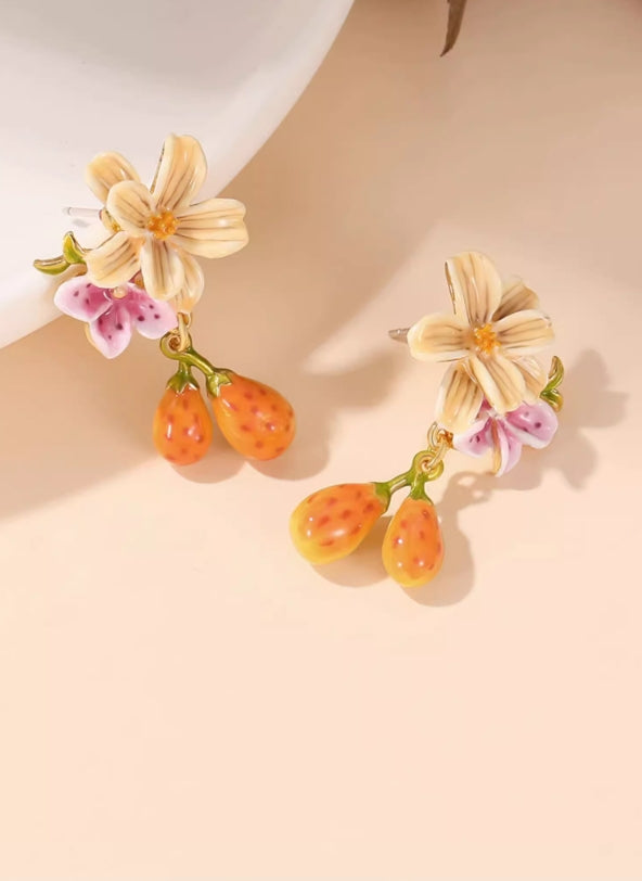 Floral Orchard Enamel Earrings