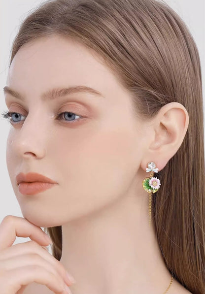 Water Lily Enamel Earrings