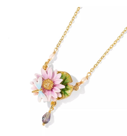 Water Lily Enamel Necklace